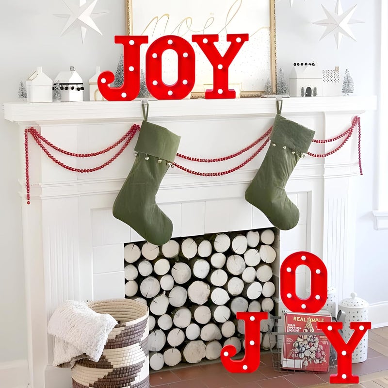 EDYCON Store Christmas Letter Lights Sign Table Decorations Christmas LED Light up Letters Battery Powered Letter for Home Bar Christmas Party Bedroom Tabletop Decor Gift(Joy) - Image 4